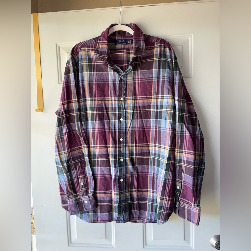Polo Ralph Lauren plaid button-front shirt size XXL